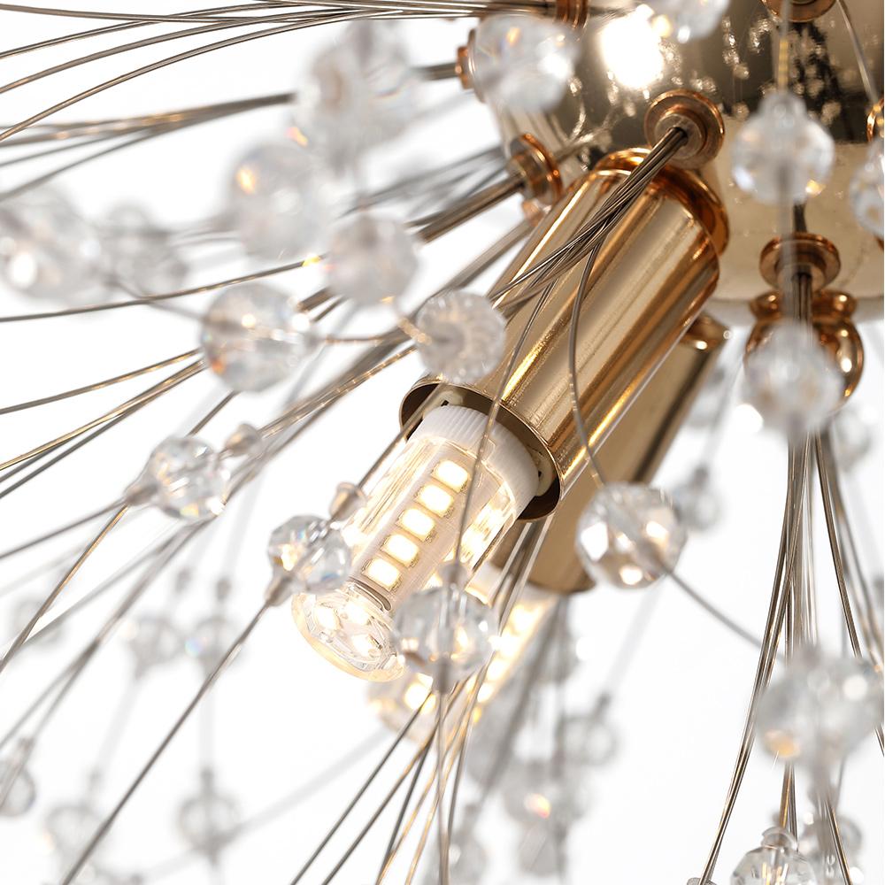 Lustre Sputnik en cristal à 8 lumières avec éclairage LED radiant