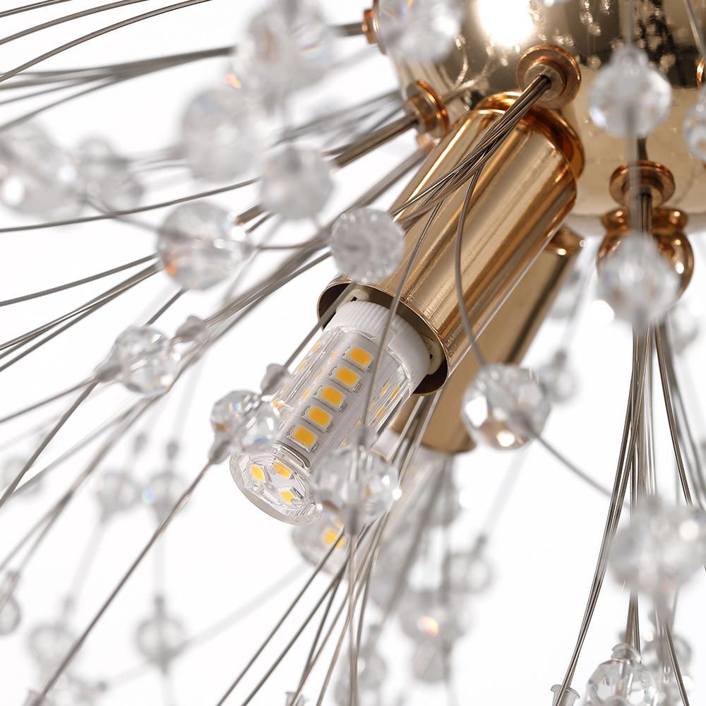 Lustre LED Sputnik en cristal avec éclairage rayonnant pour le salon