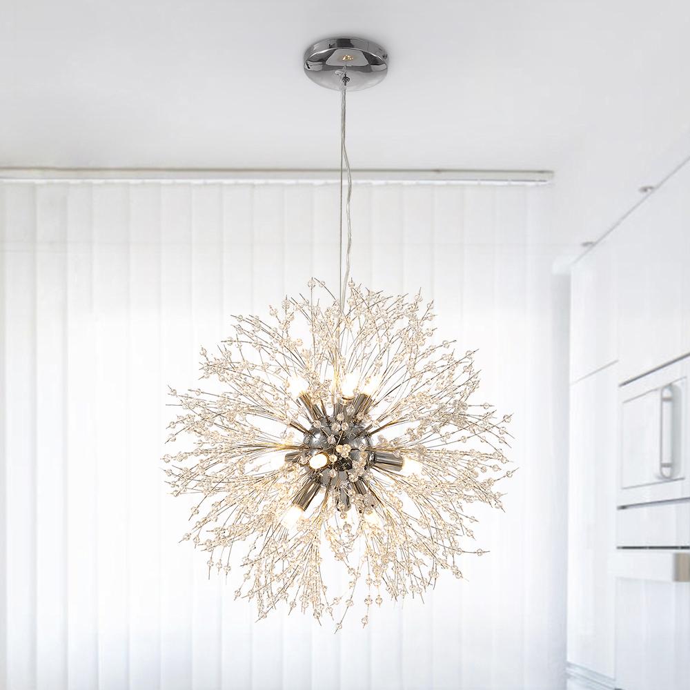 Lustre LED Sputnik en cristal avec éclairage rayonnant pour le salon