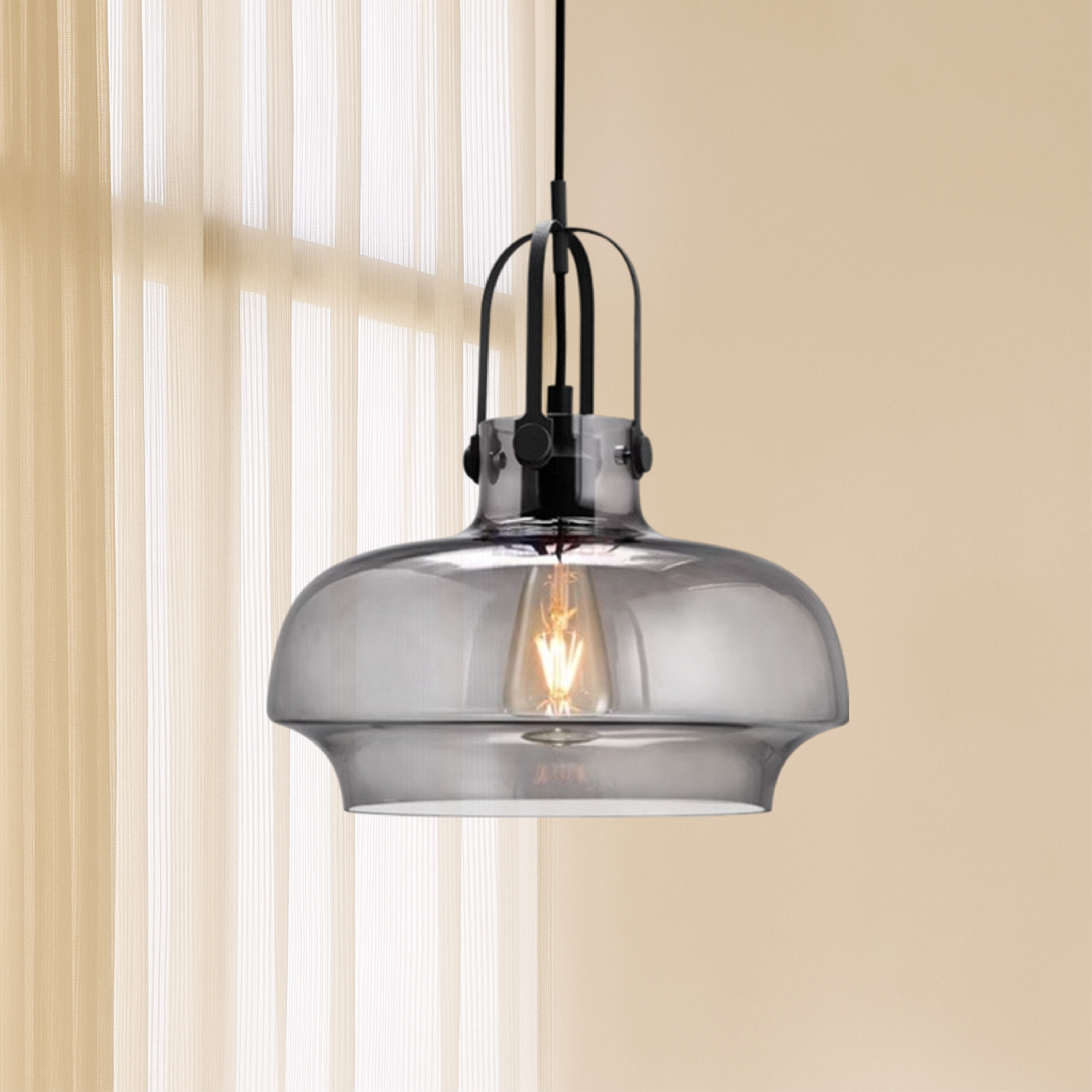 Industrial Vintage Glass Pendant Light