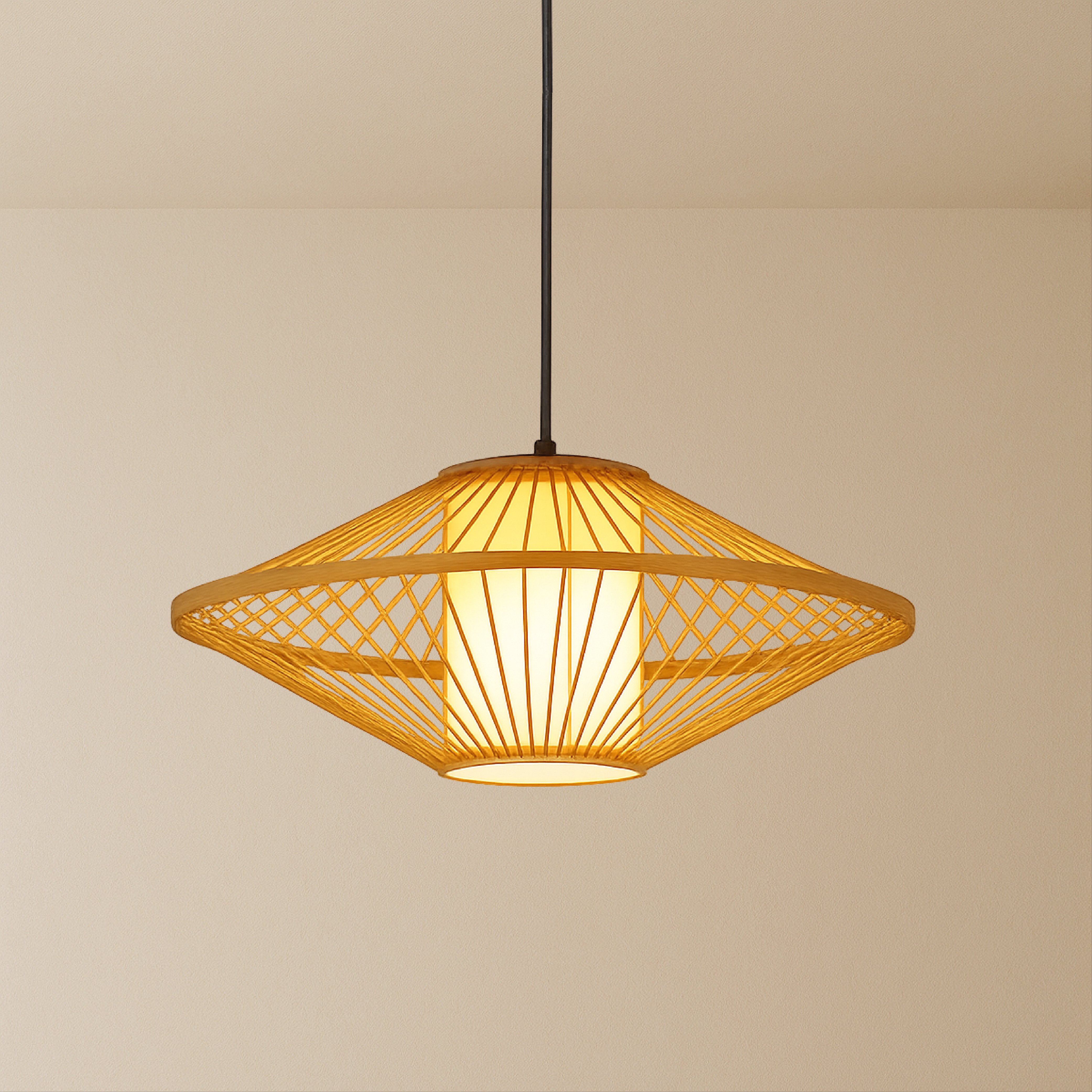 Traditional Japanese Bamboo Pendant Light