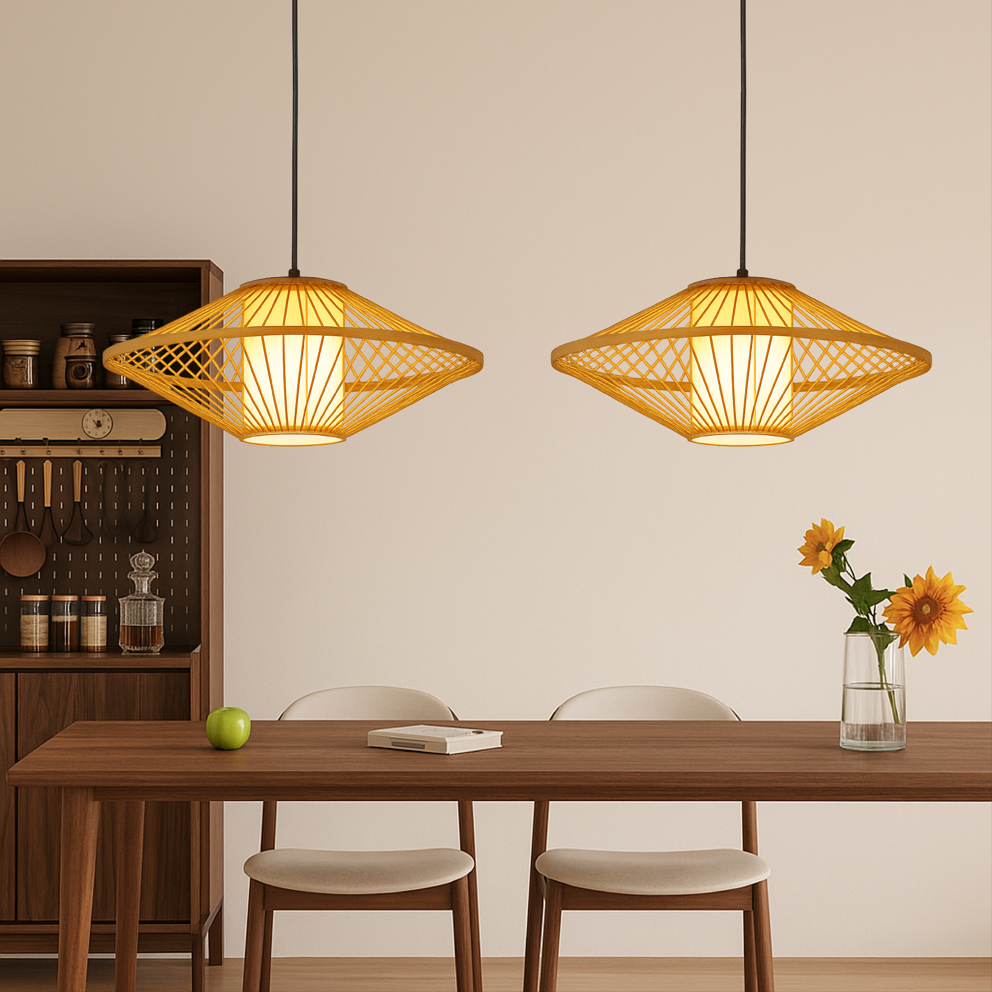 Traditional Japanese Bamboo Pendant Light