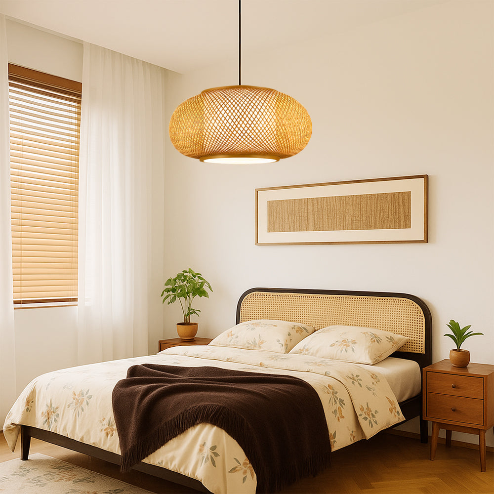 Japandi Woven Bamboo Pendant Light