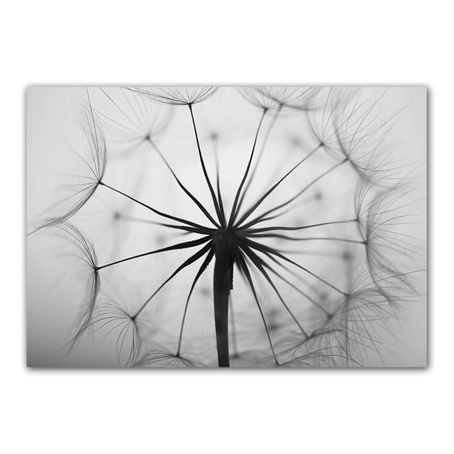 Black and White Dandelion Botanical Wall Art Set
