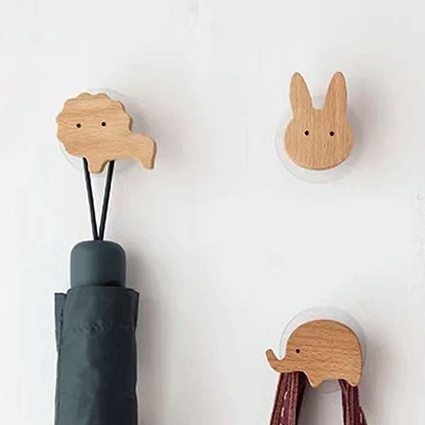 Wooden Animal Wall Hooks Coat Adhesive Hook Rack