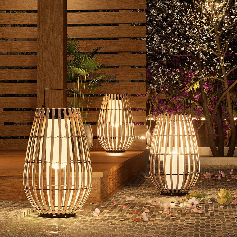 Solar Bamboo Lantern Patio Lights