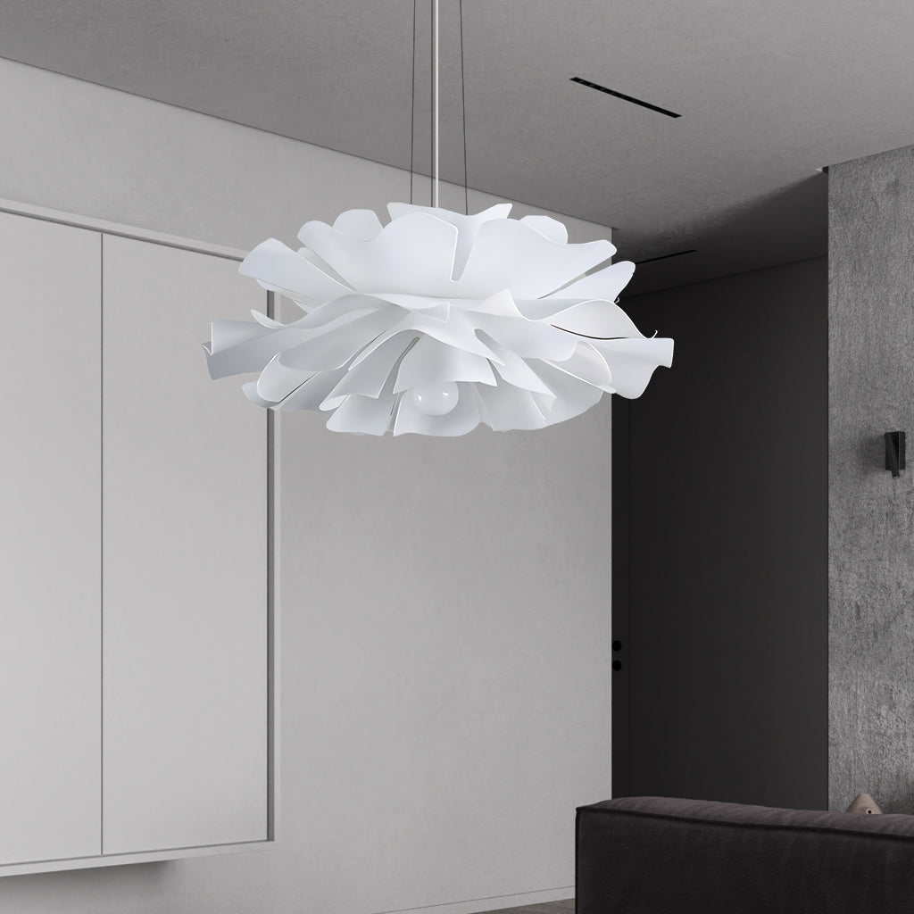 Suspension blanche en métal en forme de fleur, style cuisine nordique