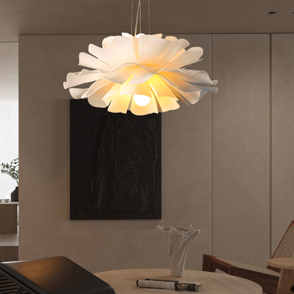 Suspension blanche en métal en forme de fleur, style cuisine nordique