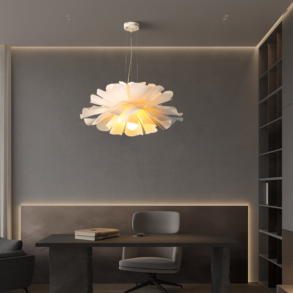 Suspension blanche en métal en forme de fleur, style cuisine nordique