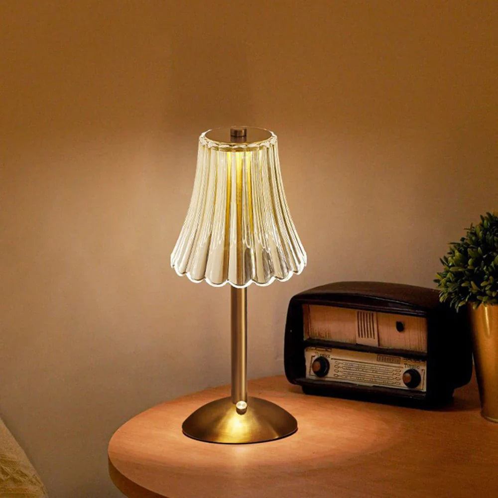 Elegant Touch-Activated Crystal Table Lamp with Gold Finish
