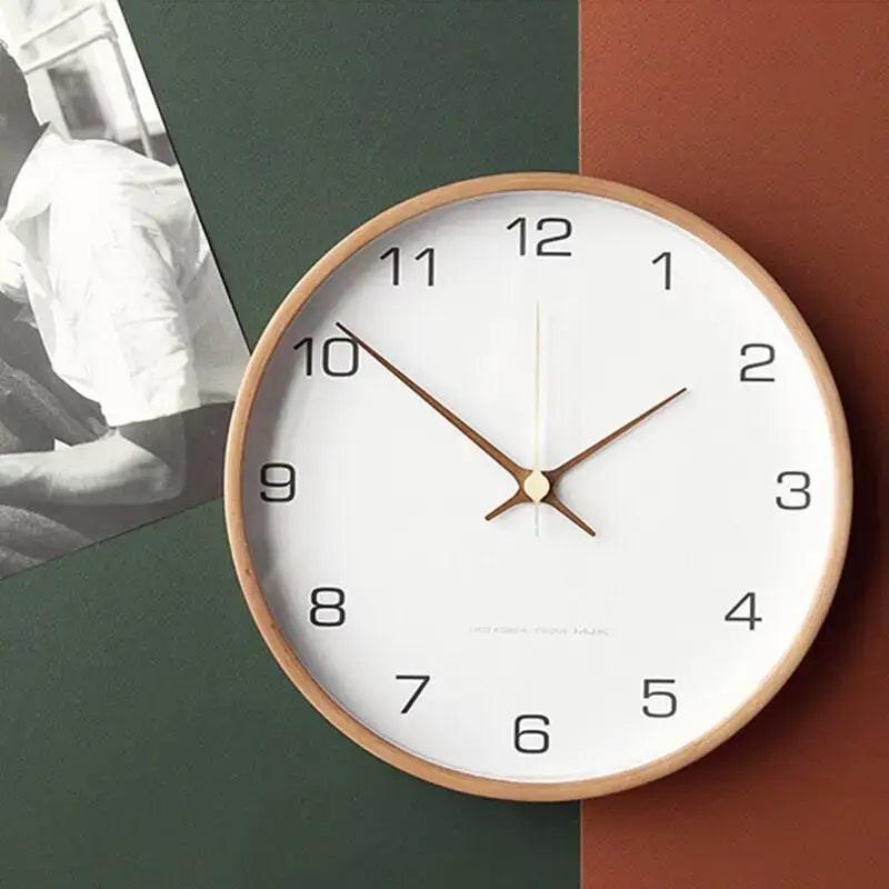 Modern Scandinavian Wood Frame Wall Clock
