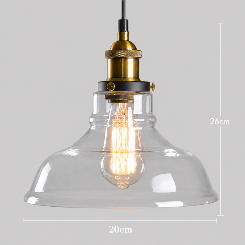 Suspension en verre teinté avec fixation en laiton