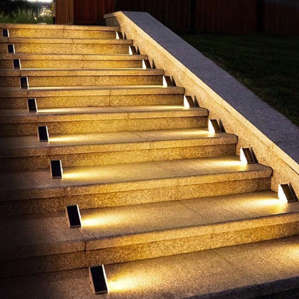 Outdoor Solar Powered LED Step Lights with Triangular Design
