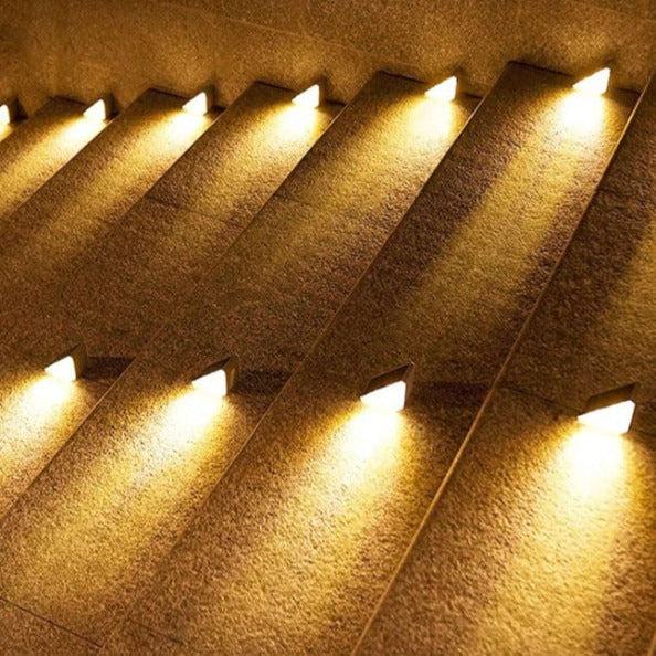 Outdoor Solar Powered LED Step Lights with Triangular Design