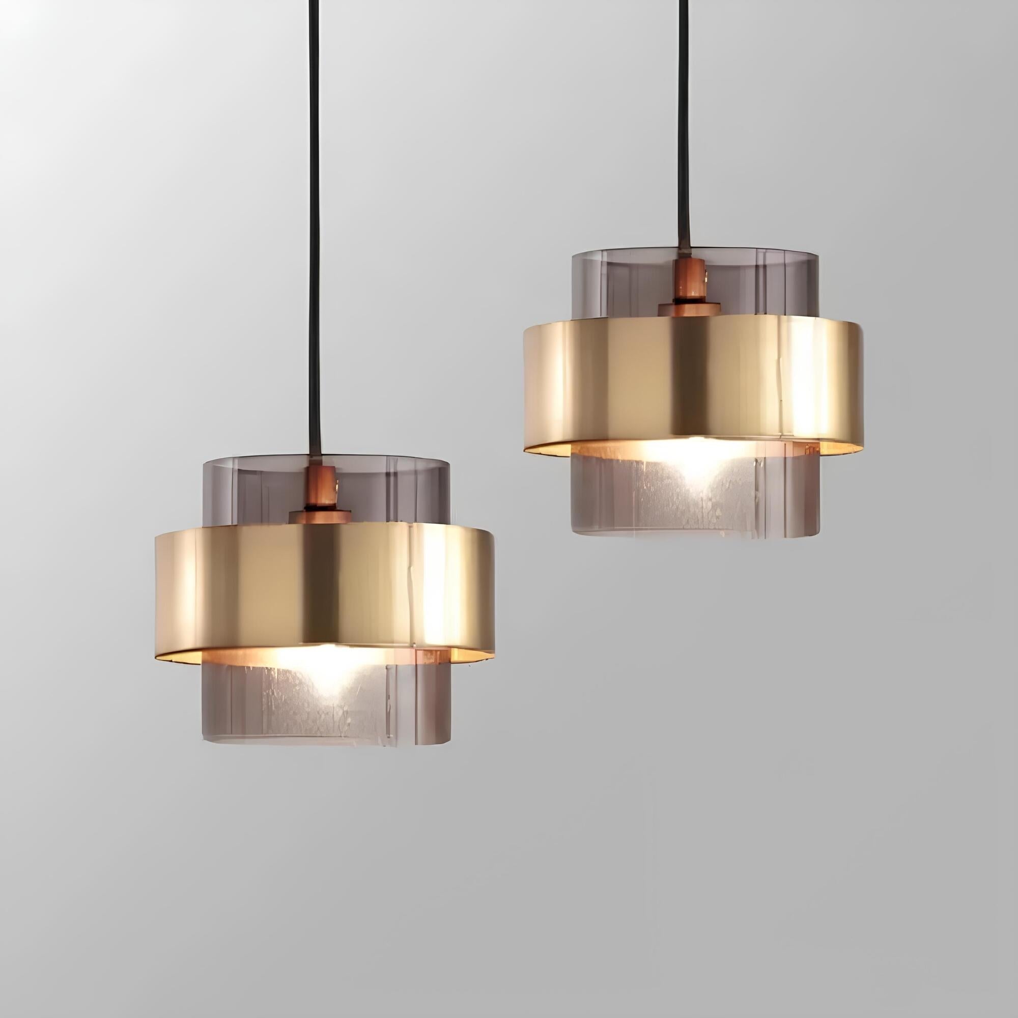 Suspension compacte en métal pour cuisine avec lumière d’ambiance chaleureuse