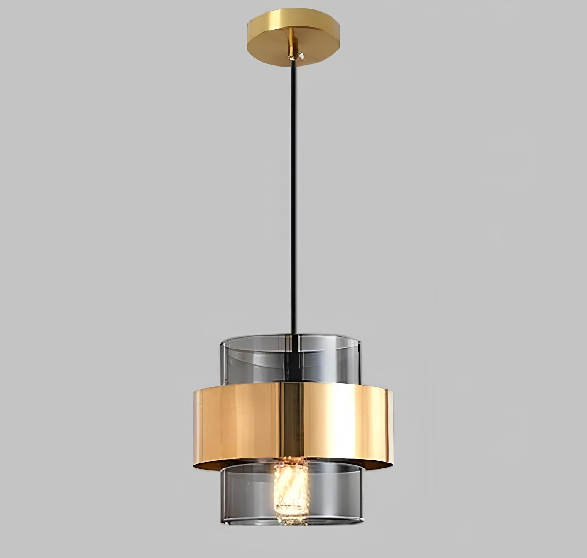 Suspension compacte en métal pour cuisine avec lumière d’ambiance chaleureuse