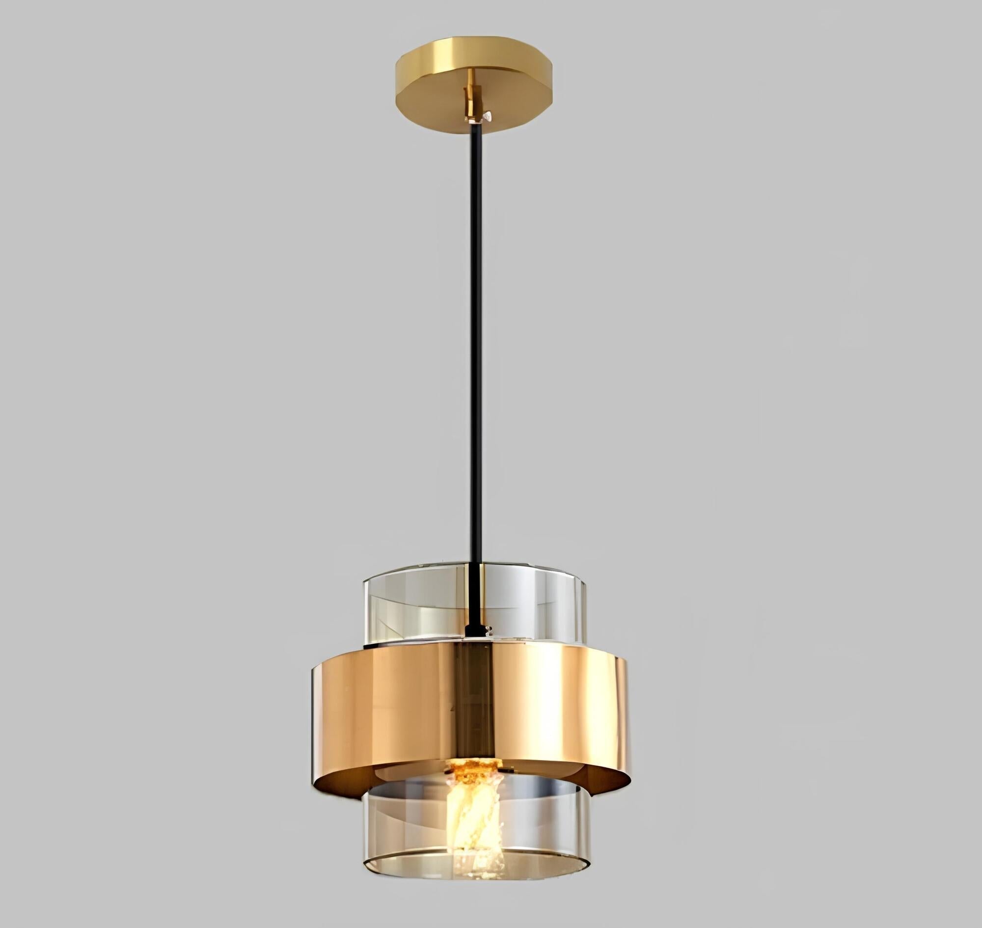 Suspension compacte en métal pour cuisine avec lumière d’ambiance chaleureuse