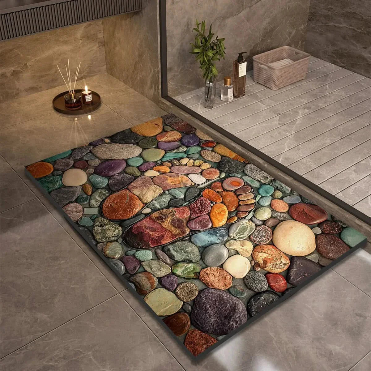Non-Slip Stone Look Bathroom Mat 10