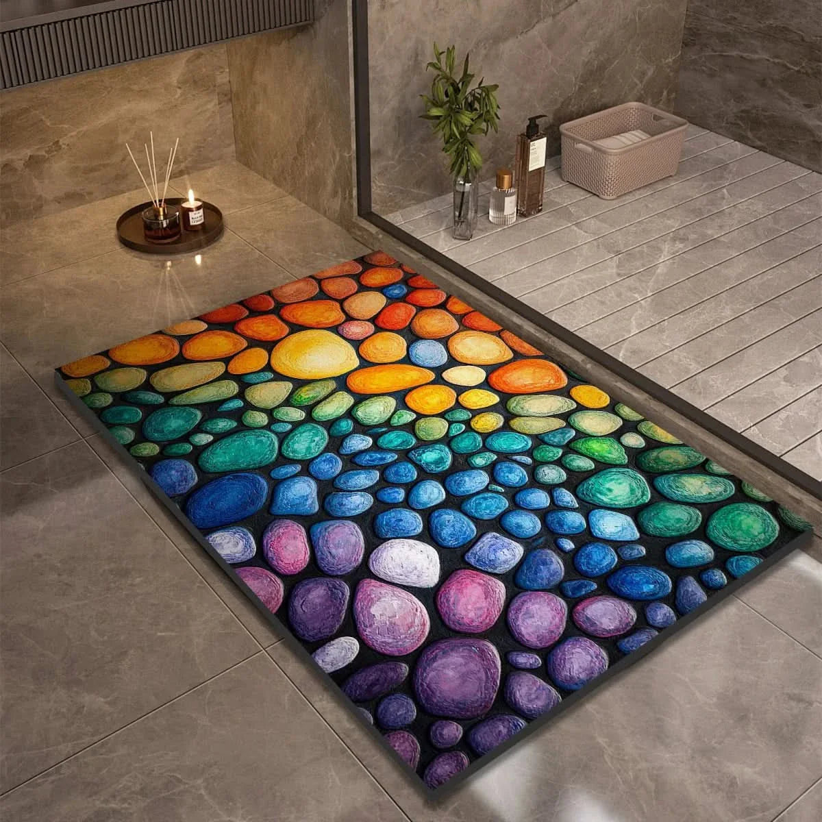 Non-Slip Stone Look Bathroom Mat 11