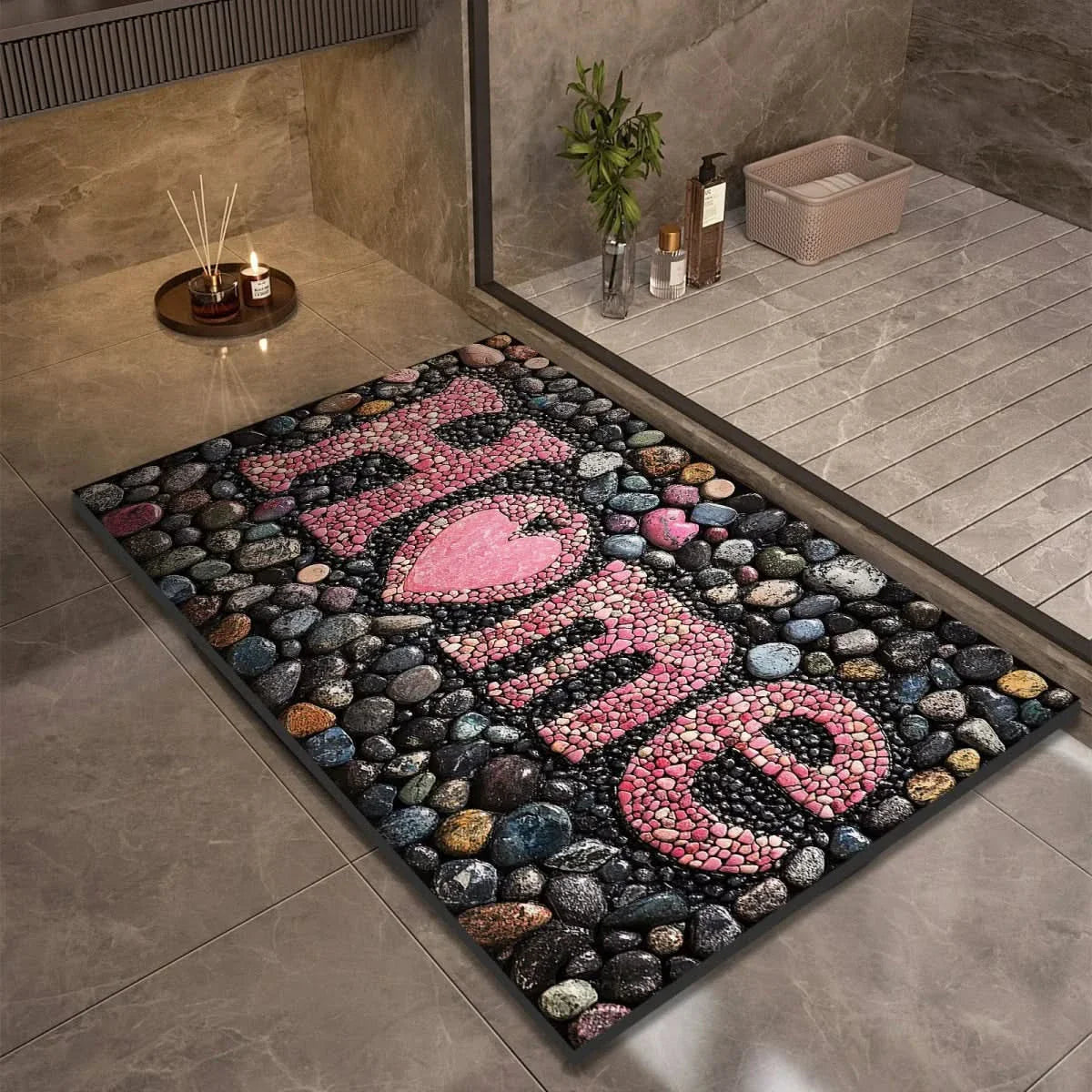 Non-Slip Stone Look Bathroom Mat 12