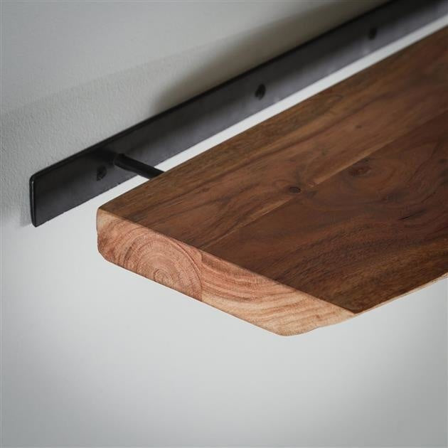 Acacia Wood Wall Shelf with Industrial Design 16