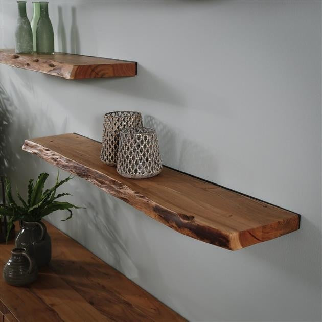 Acacia Wood Wall Shelf with Industrial Design 1