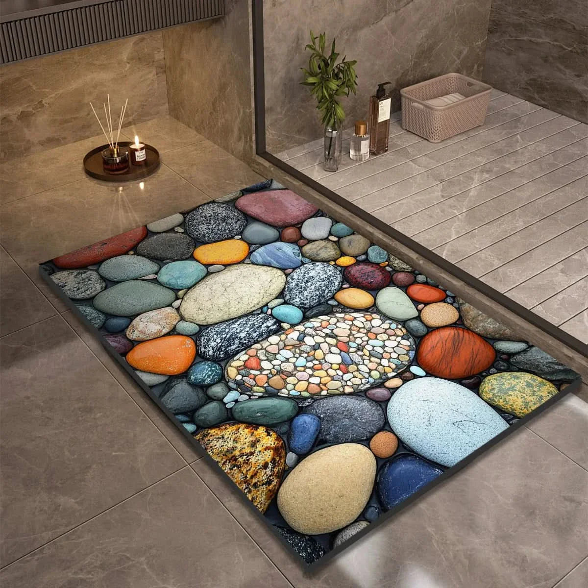 Non-Slip Stone Look Bathroom Mat 1