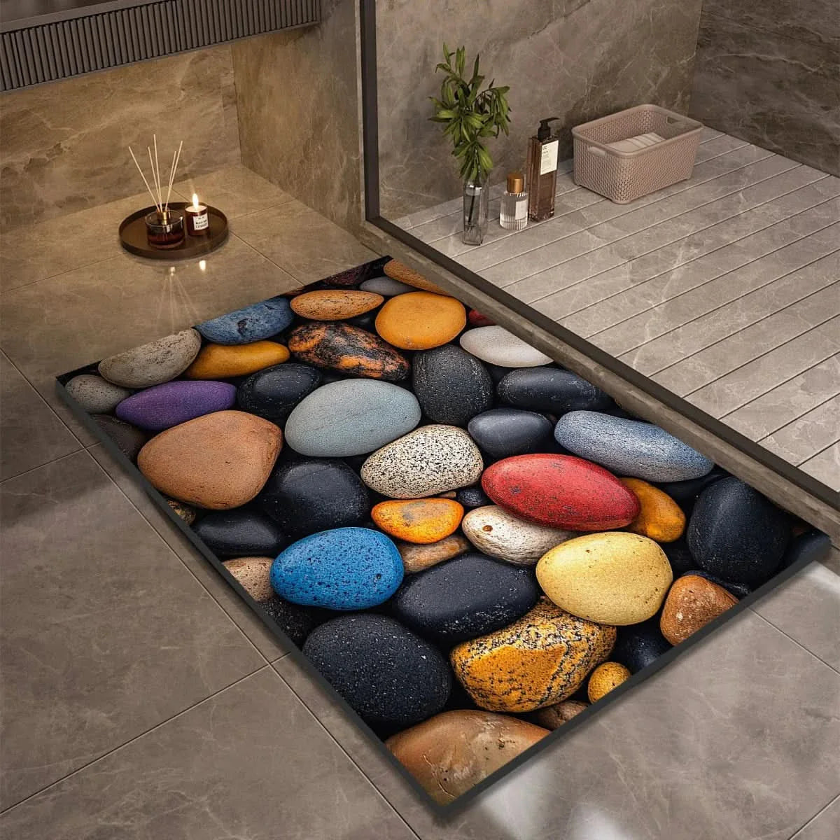 Non-Slip Stone Look Bathroom Mat 20