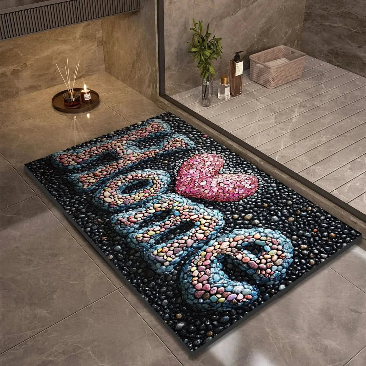 Non-Slip Stone Look Bathroom Mat 22