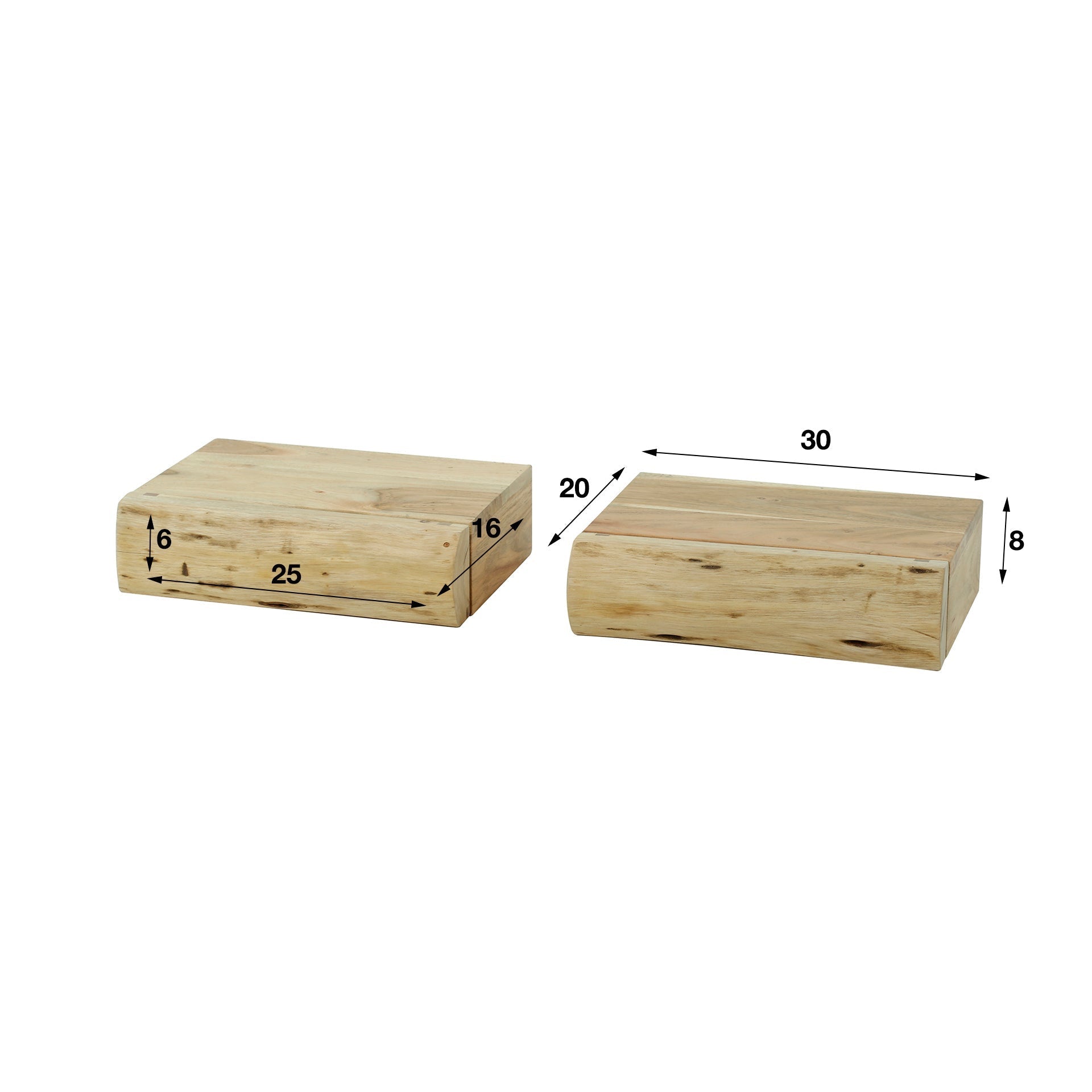 Wall-Mounted Acacia Wood Bedside Shelf 6