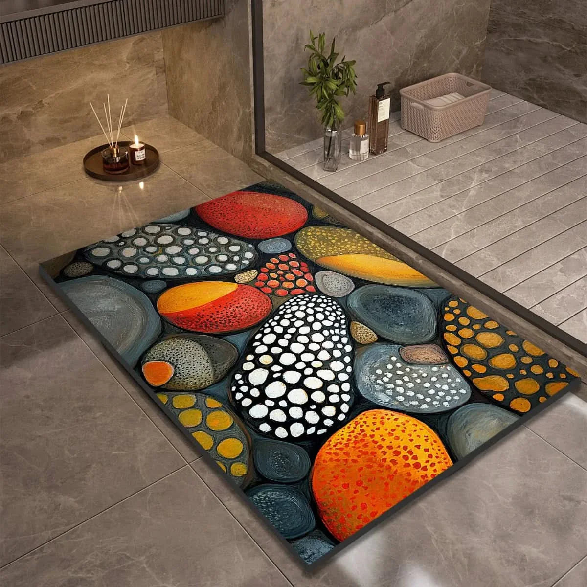 Non-Slip Stone Look Bathroom Mat 8