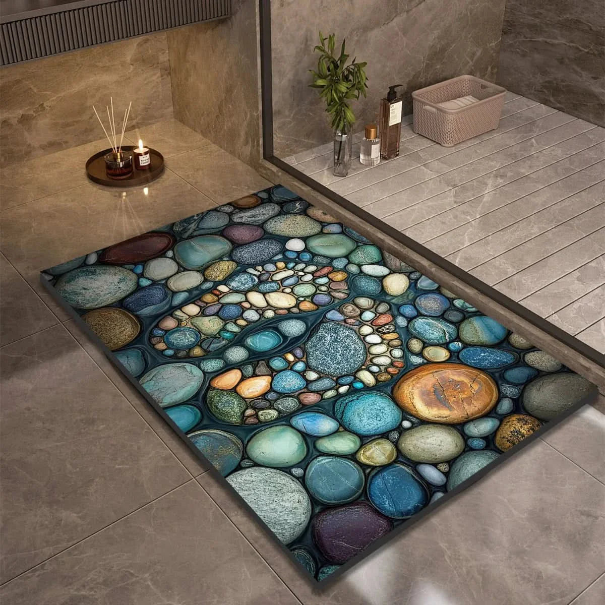 Non-Slip Stone Look Bathroom Mat 9