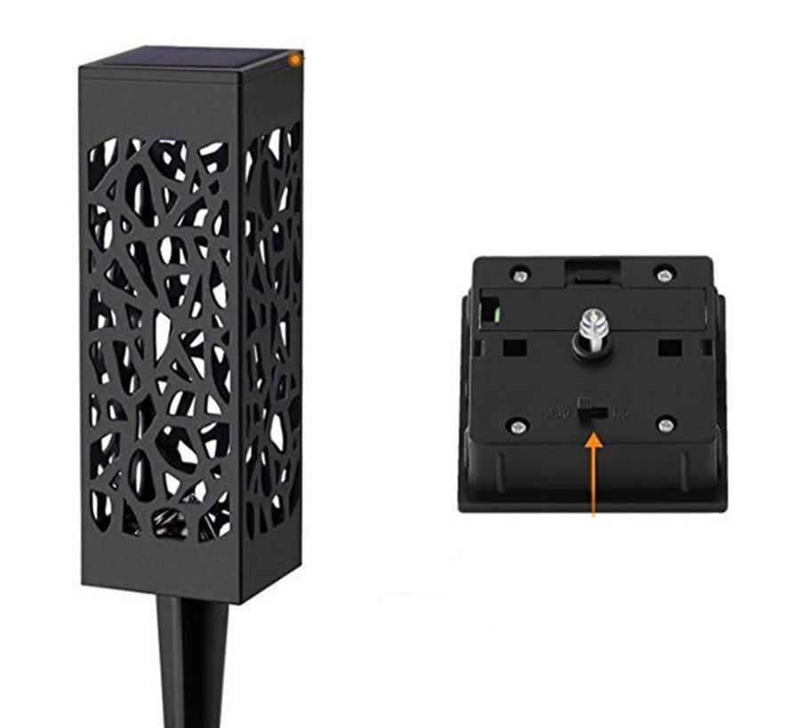 Solar Outdoor Lantern Black Cutout Metal Floor Light
