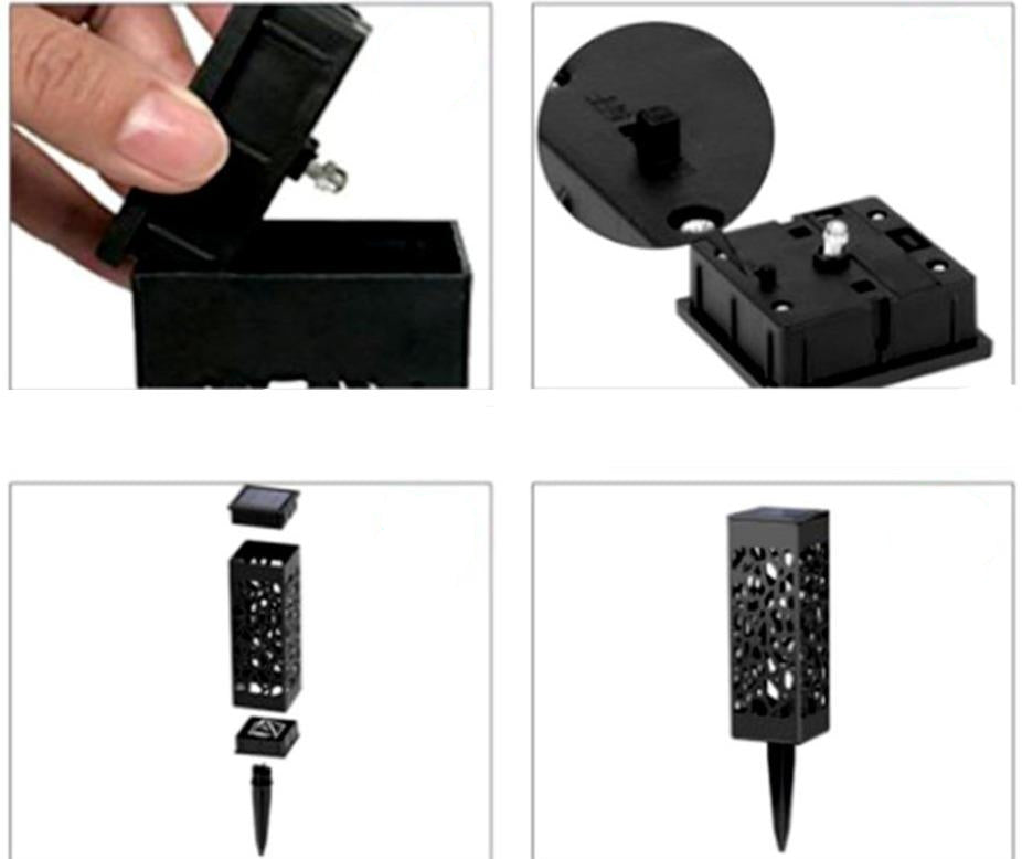 Solar Outdoor Lantern Black Cutout Metal Floor Light