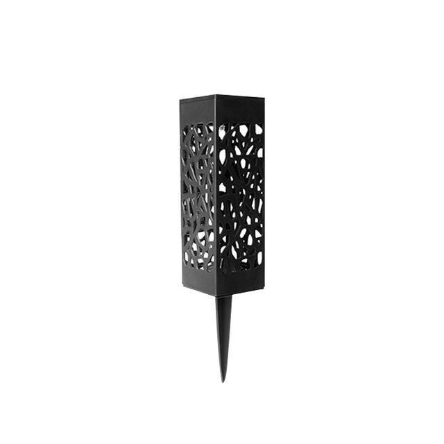 Solar Outdoor Lantern Black Cutout Metal Floor Light