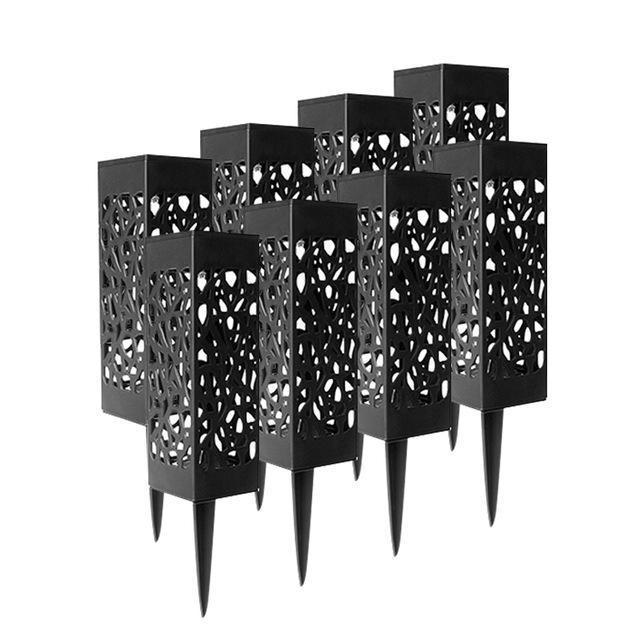 Solar Outdoor Lantern Black Cutout Metal Floor Light