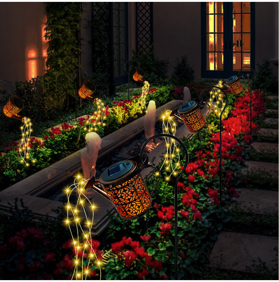 Watering Can Solar Garden Light with Cascading LED Glow