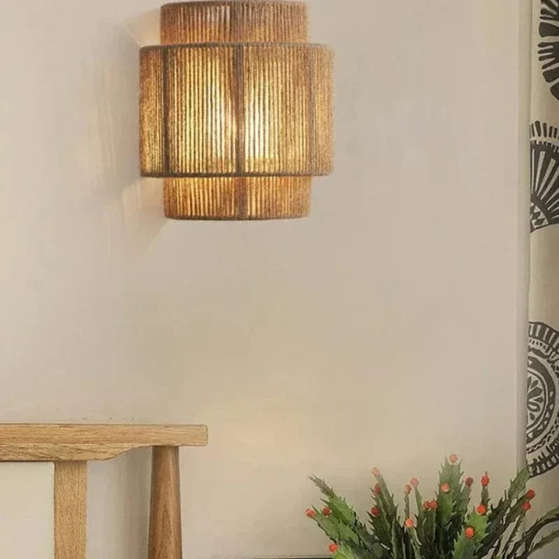 Handwoven Rattan Bamboo Wall Light