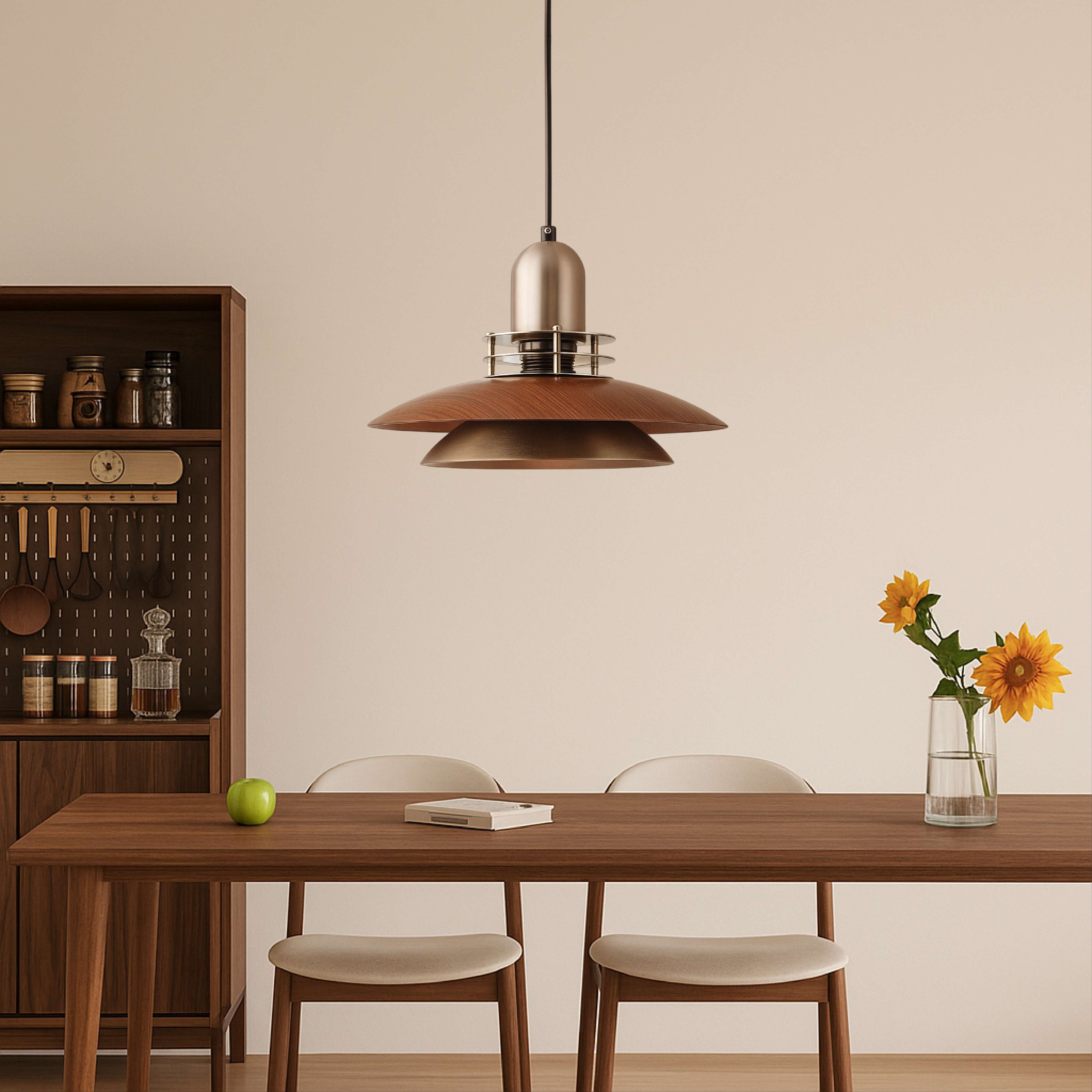 Classic Walnut Wood Layer Pendant Light