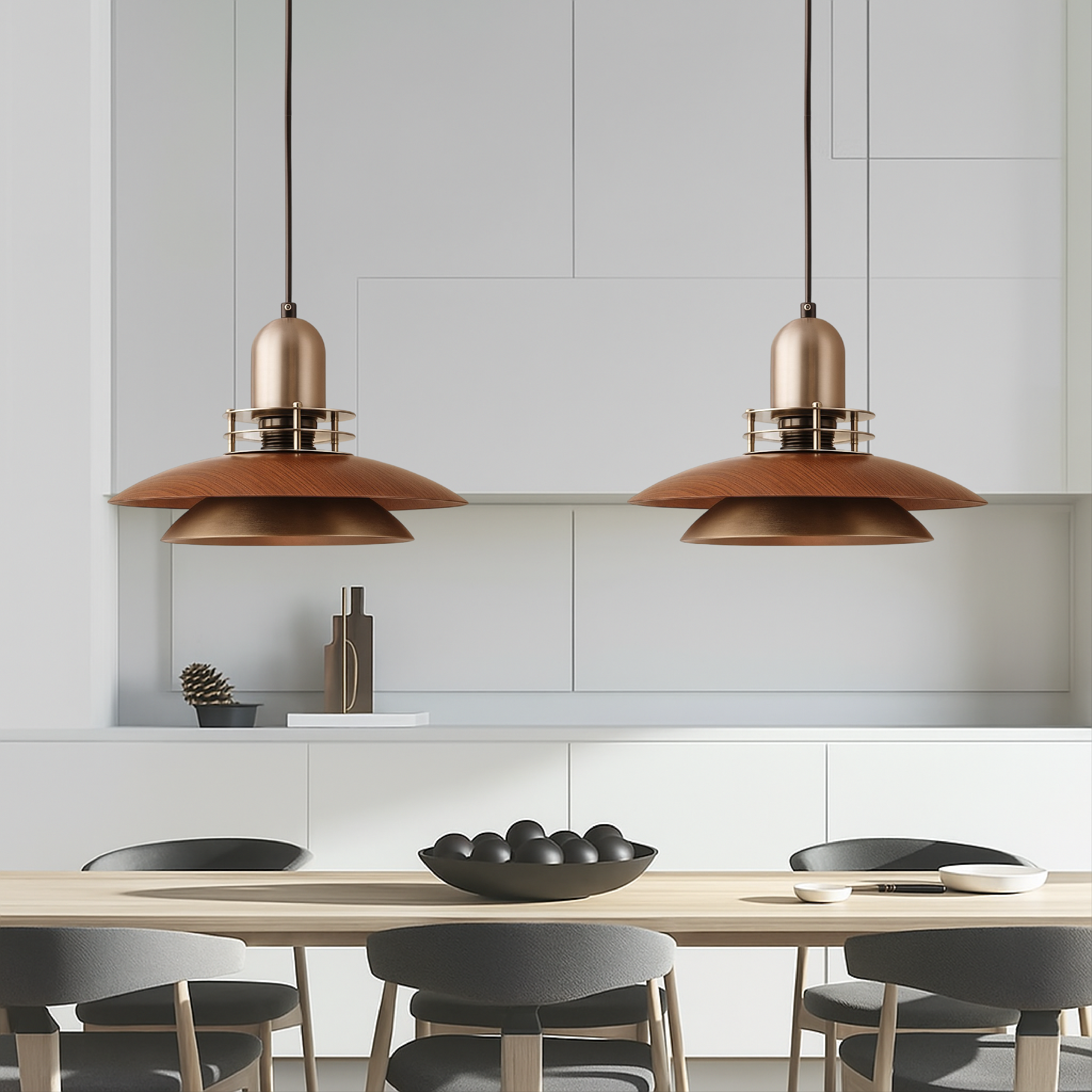 Classic Walnut Wood Layer Pendant Light