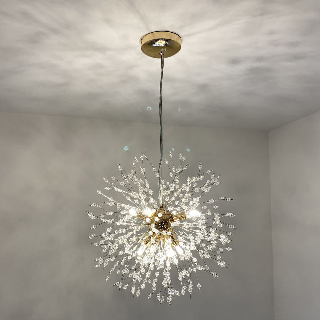 Lustre Sputnik en cristal à 8 lumières avec éclairage LED radiant