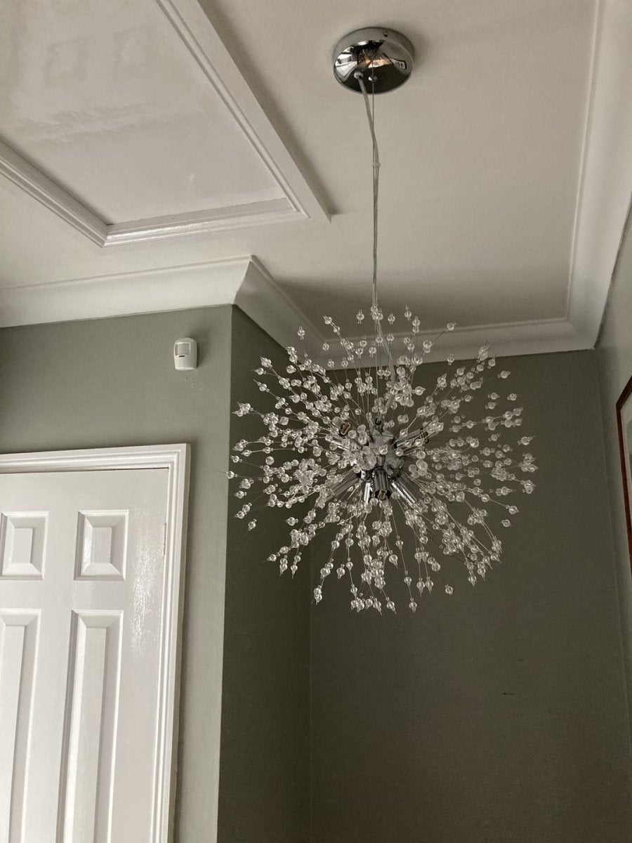 Lustre Sputnik en cristal à 8 lumières avec éclairage LED radiant