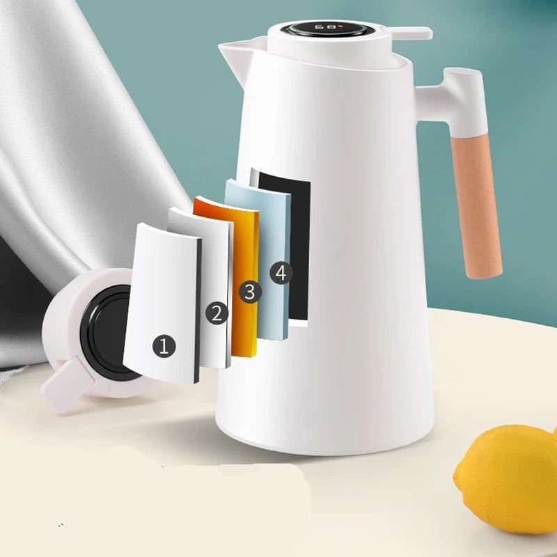Thermal Jug With LED Temperature Display And Wooden Handle