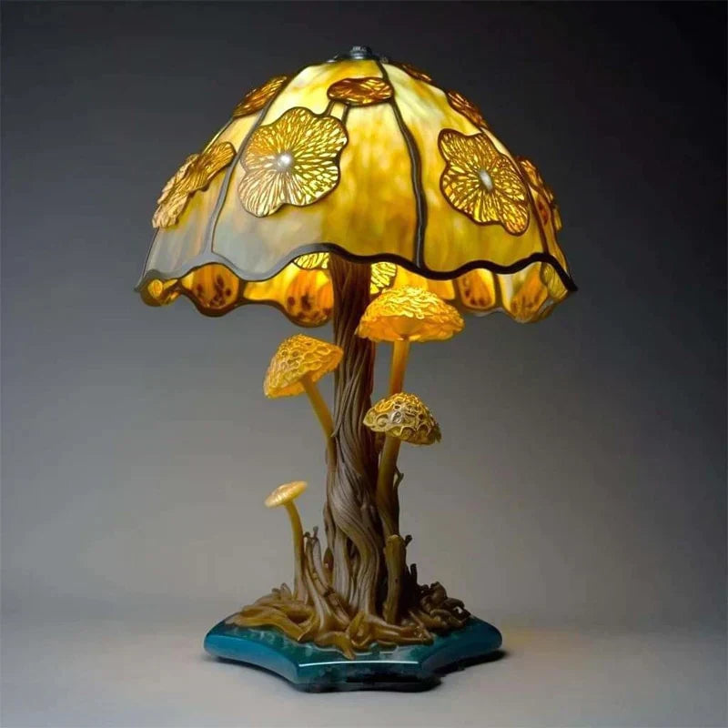 Fantasy Stained Glass Mushroom Table Lamp