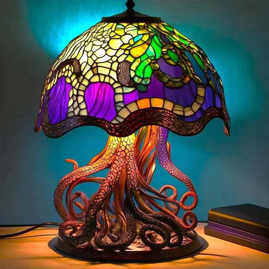 Fantasy Stained Glass Mushroom Table Lamp