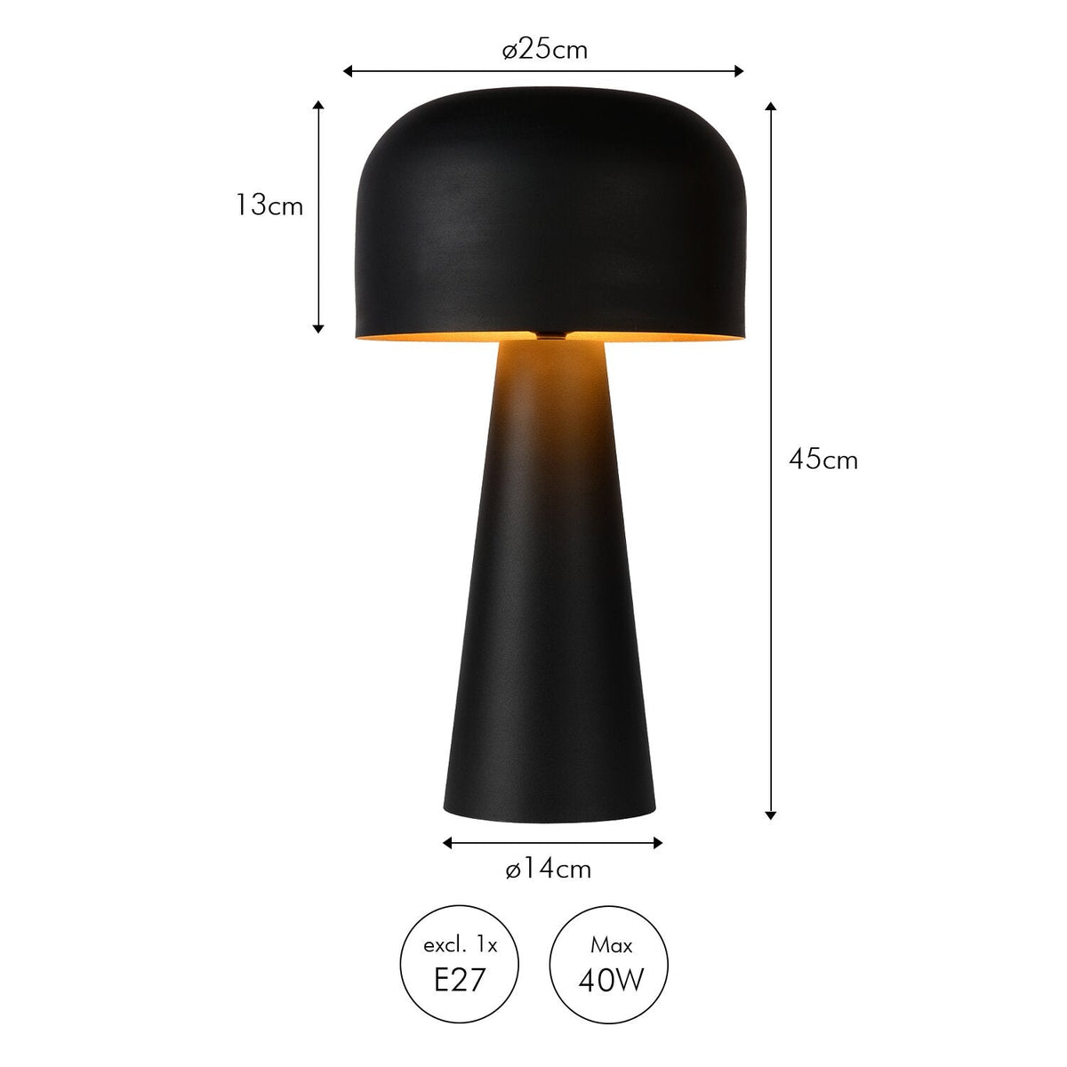 Lampe de table moderne en métal noir pour chambre et salon