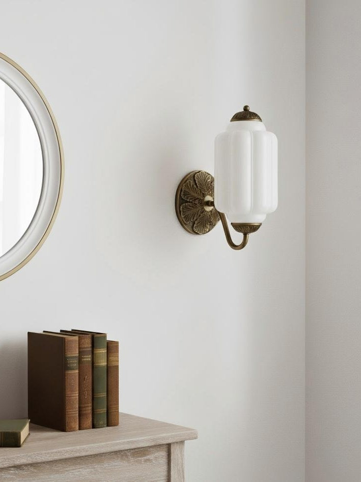 Vintage Milk Glass Wall Sconce Light