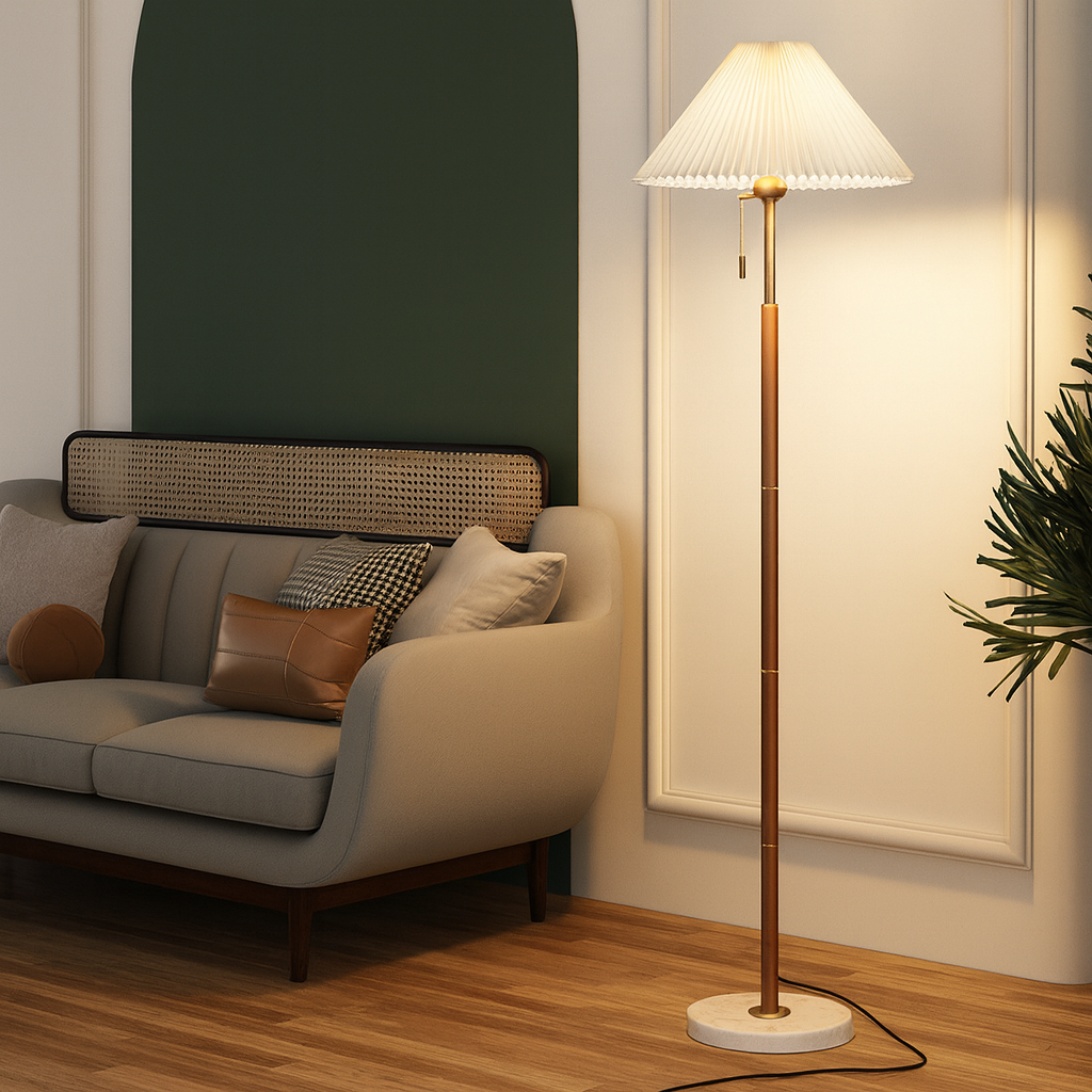 Vintage LED Wooden Floor Lamp